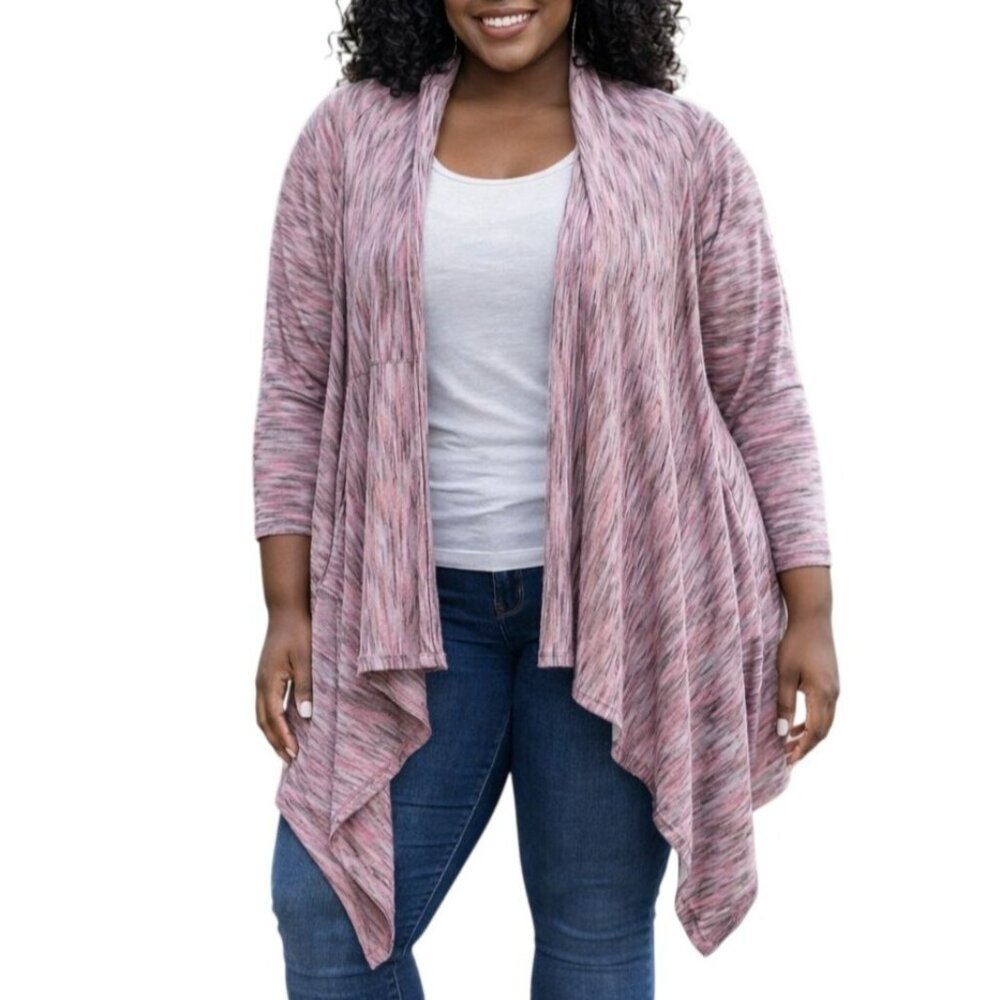 Old Navy Size XXL Cardigan Pink Multicolor Draped Open Front Stylish Knit